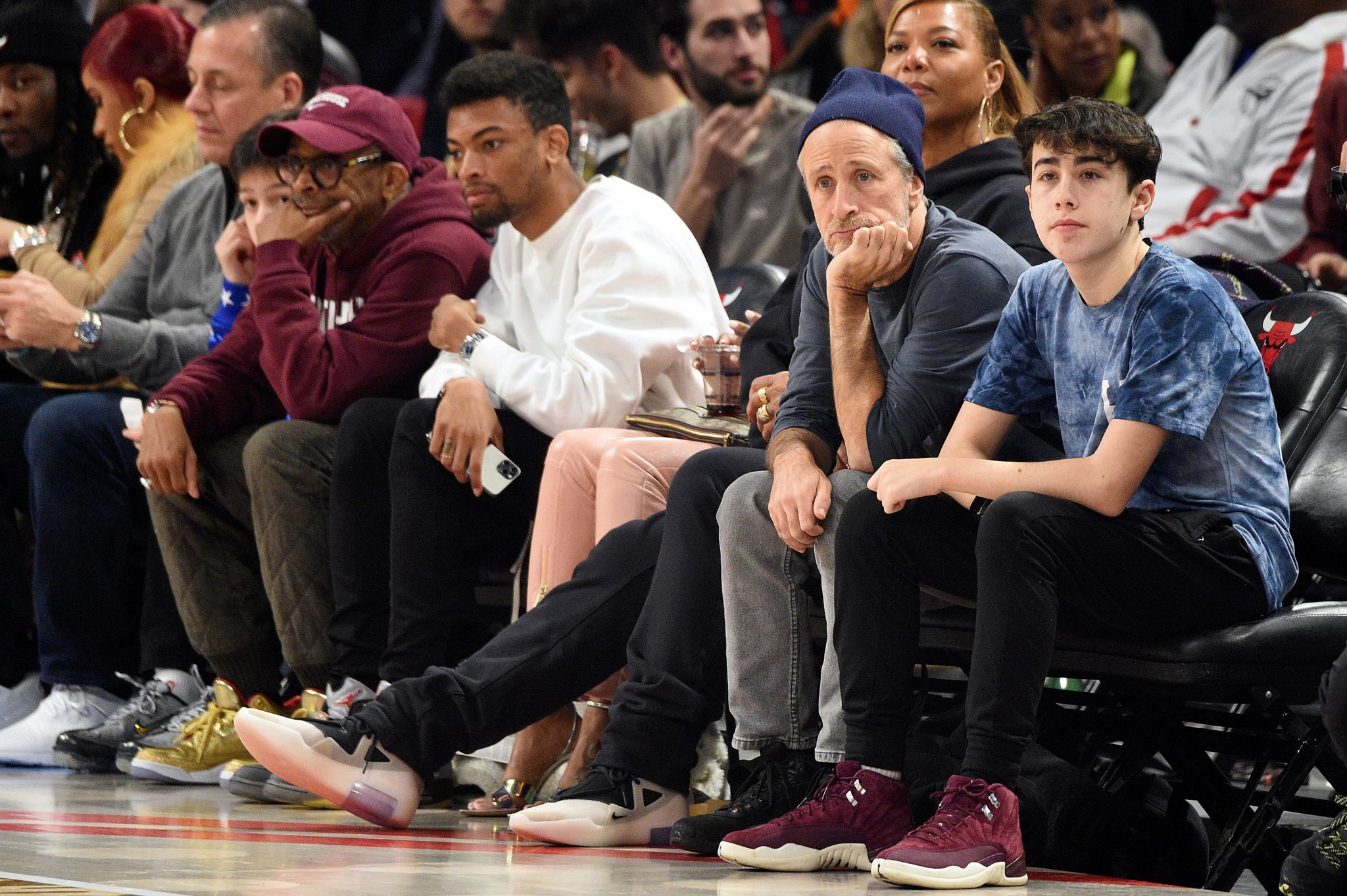Celebrities sitting courtside at the NBA All-Star Game