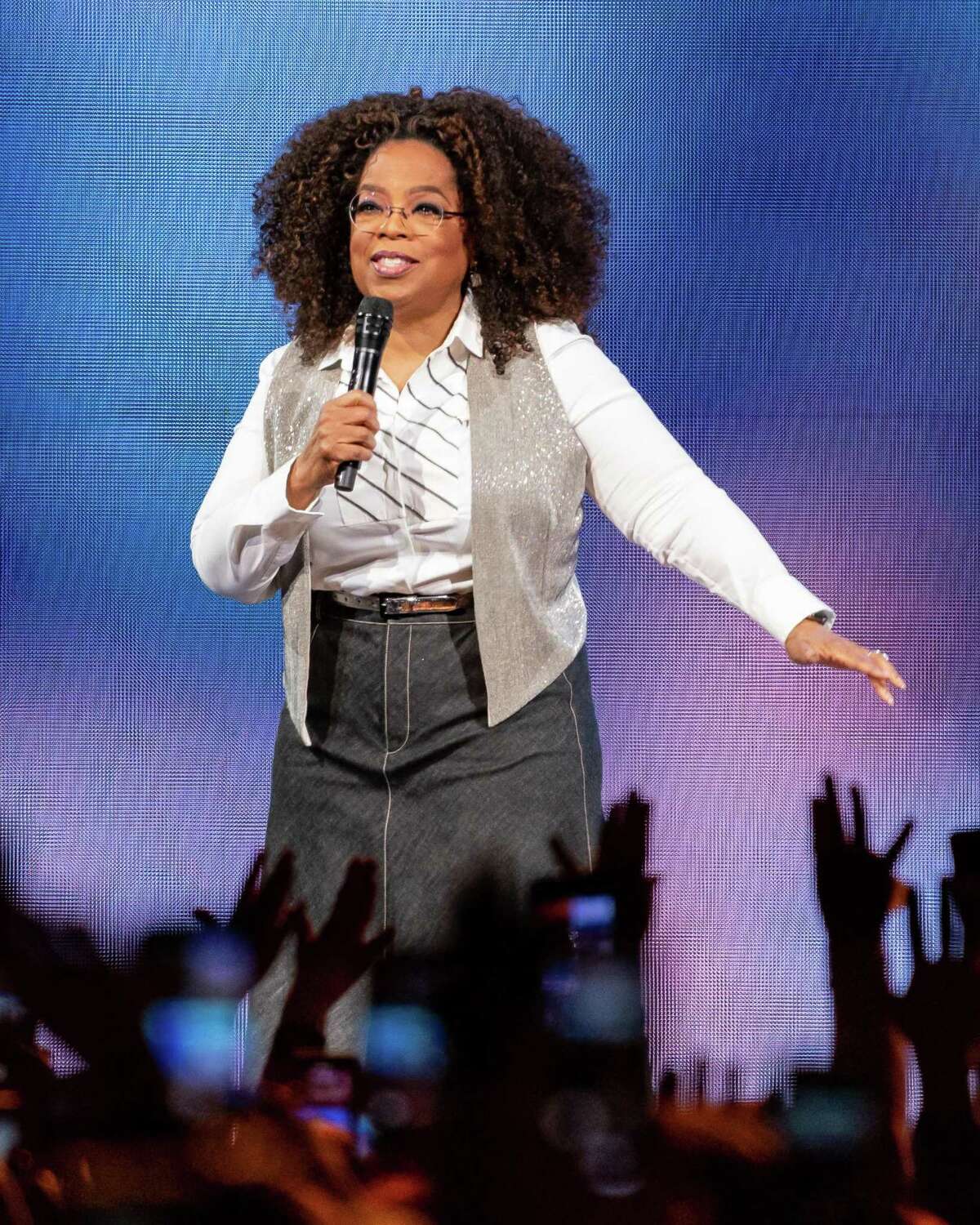 Oprah Winfrey speaks on stage during Oprah's 2020 Vision: Your Life in Focus Tour presented by WW (Weight Watchers Reimagined) at American Airlines Center on February 15, 2020 in Dallas, Texas. (Photo by SUZANNE CORDEIRO / AFP)
