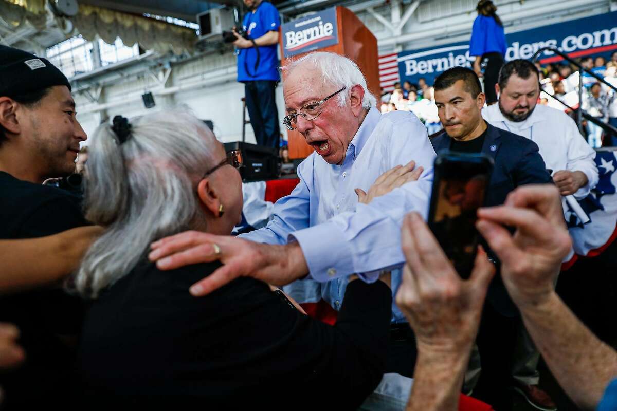 Democratic presidential candidate Sen. Bernie Sanders greets a supporter after a campaign event on Monday February 17, 2020 in Richmond, California.