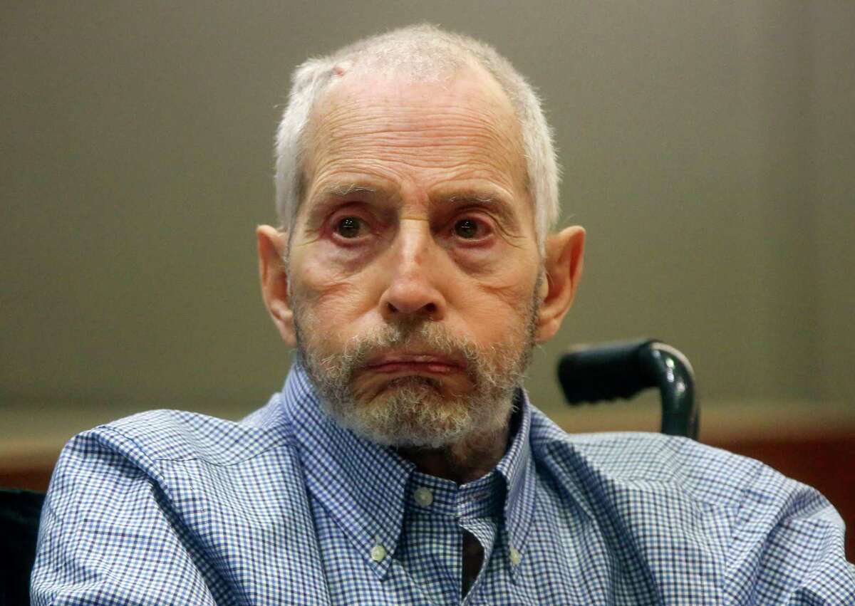 FILE - In this Friday, Jan. 6, 2017, file photo, real estate heir Robert Durst appears in a Los Angeles Superior Court Airport Branch for a pre-trial motions hearing in Los Angeles. Durst faces trial in the slaying of his best friend 20 years ago. Jury selection begins Wednesday, Jan.19, 2020, in Los Angeles. (Mark Boster/Los Angeles Times via AP, Pool, File)