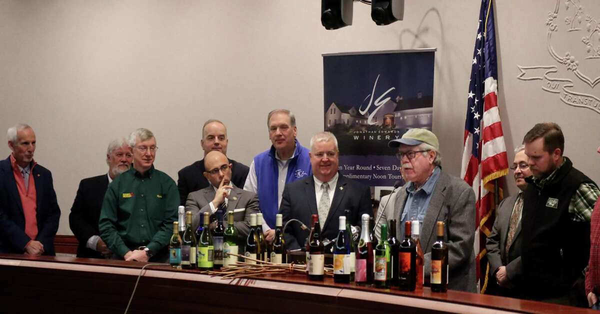 State Reps. Jason Perillo and Ben McGorty joined members of the Connecticut Vineyard and Winery Association at the State Capitol on Tuesday to call on lawmakers to fix language in the Liquor Control Act that will negatively impact Connecticut Farm Wineries.