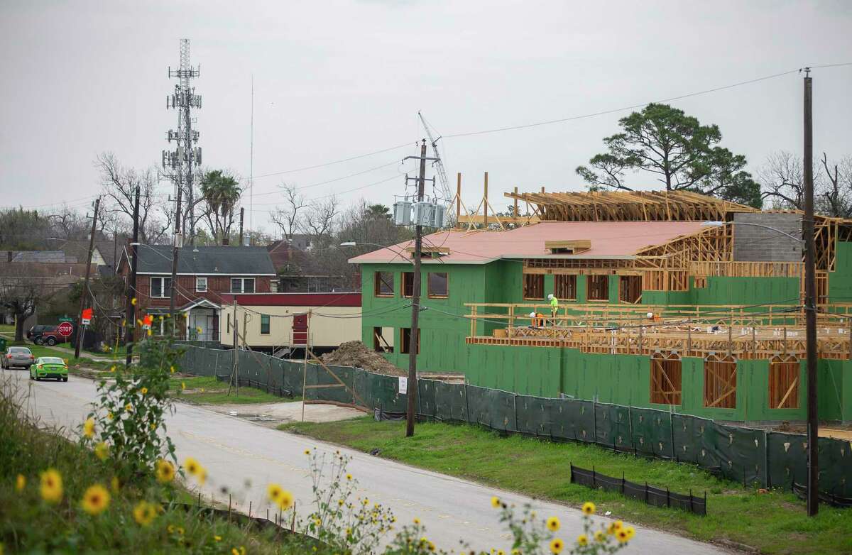 Construction continues on the Law Harrington Senior Living Center which will feature 112 units for low-income seniors, Tuesday, Feb. 18, 2020, just east of 288 on Cleburne in Houston's Third Ward.
