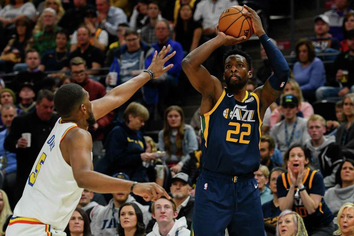 Jeff Green, shooting against the Warriors as as member of the Jazz in December, calls his skills a “good fit” for the Rockets as a backup center in their scheme.