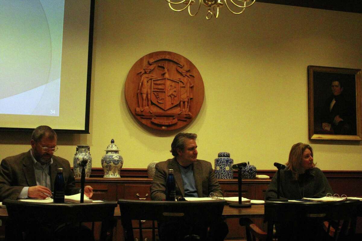The Weston Board of Selectmen at a meeting on Tuesday. Taken Feb. 18, 2020 in Weston, Conn.