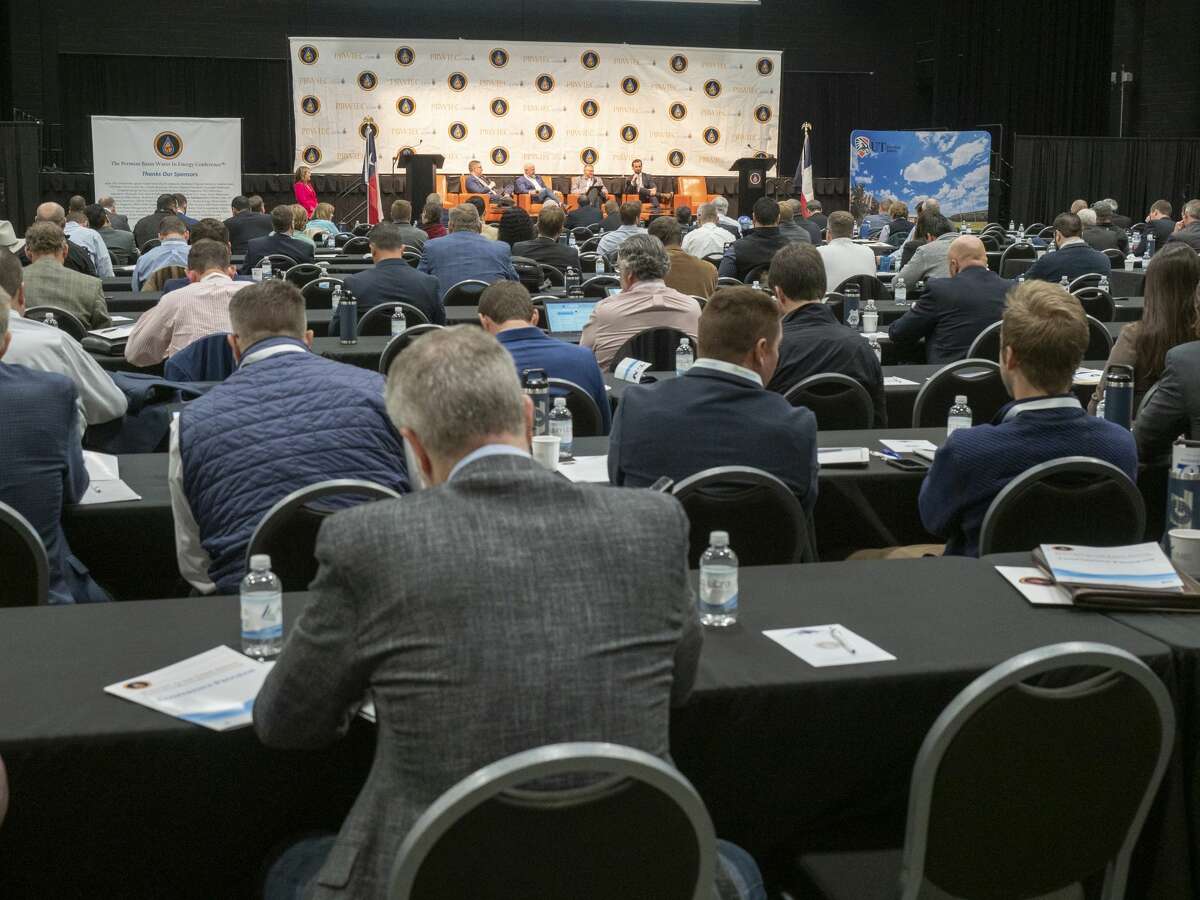 A full house listens to presentations of water usage 02/19/2020 at the Permian Basin Water in Energy Conference at the Nidland County Horseshoe Arena. Scenes from the Permian Basin Water in Energy Conference>>>