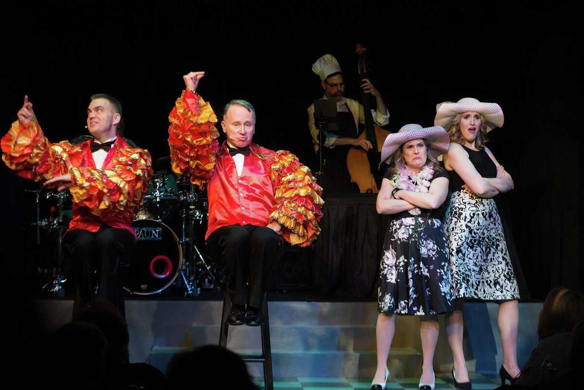 Zachary Theis, Robert Geils, Tracey Marble and Anya Caravella and star in The Ridgefield Theater Barn's musical Smorgasbord performed on Sunday, Feb. 16, 2020. The music and lyrics were written by Bradford Blake. Zachary Theis, Robert Geils, Tracey Marble and Anya Caravella and star in The Ridgefield Theater Barn’s musical Smorgasbord performed on Sunday, Feb. 16, 2020. The music and lyrics were written by Bradford Blake.