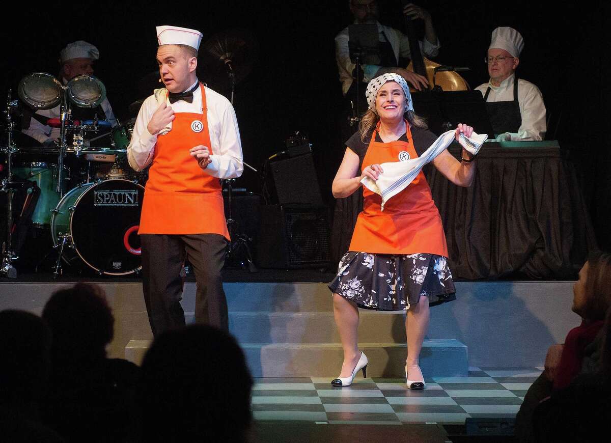 Zachary Theis and Tracey Marble perform in Lebenschmittel's Deli in The Ridgefield Theater Barn's musical Smorgasbord on Sunday, Feb. 16. The music and lyrics were written by Bradford Blake. Zachary Theis and Tracey Marble perform in Lebenschmittel’s Deli in The Ridgefield Theater Barn’s musical Smorgasbord on Sunday, Feb. 16. The music and lyrics were written by Bradford Blake.