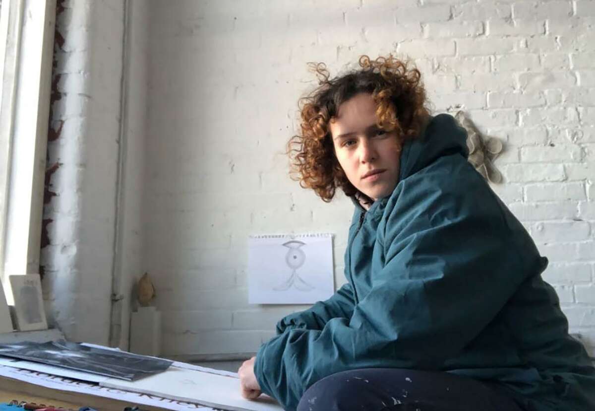Former Artist-in-Residence Hannah Sklar in her studio in Providence, R.I.