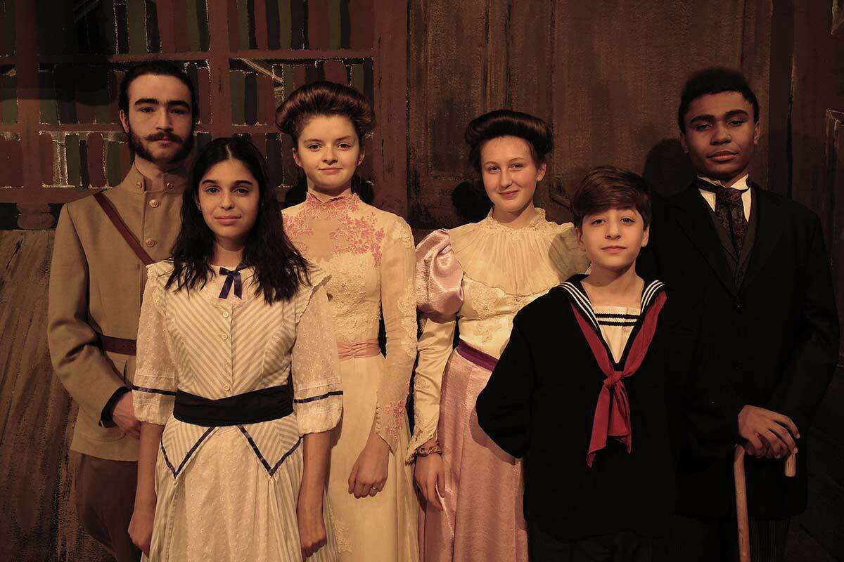 Dayo Garritano of Wilton, at far right, joins his classmates in a production of The Secret Garden at the Wooster School.