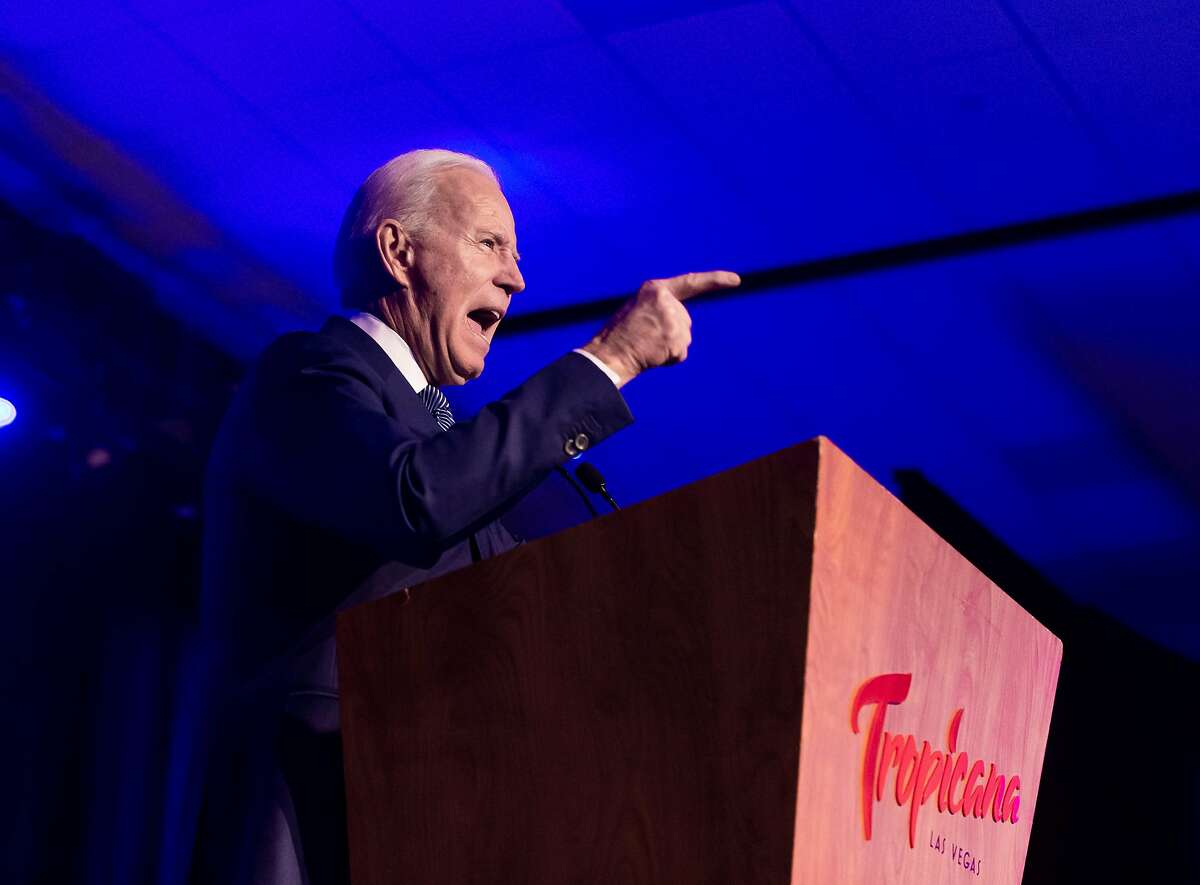 Democratic presidential candidate former Vice President Joe Biden speaks at the Clark County Democratic Party "Kick-Off to Caucus 2020" event at the Tropicana in Las Vegas on Saturday, Feb. 15, 2020.