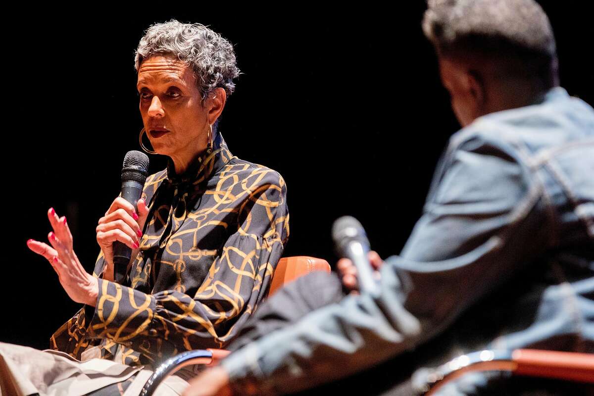 Fredrika Newton (left) sits in conversation with DJ scholar Lynnee Denise at the deYoung Museum in San Francisco, Calif. Saturday, February 15, 2020. Fredrika Newton is the wife of the late Black Panther Party co-founder Huey P. Newton. Her conversation with Denise surrounding her husband's cultural significance and their personal relationship coincided with the deYoung Museum's exhibit "Soul of a Nation: Art in the Age of Black Power 1963-1983".