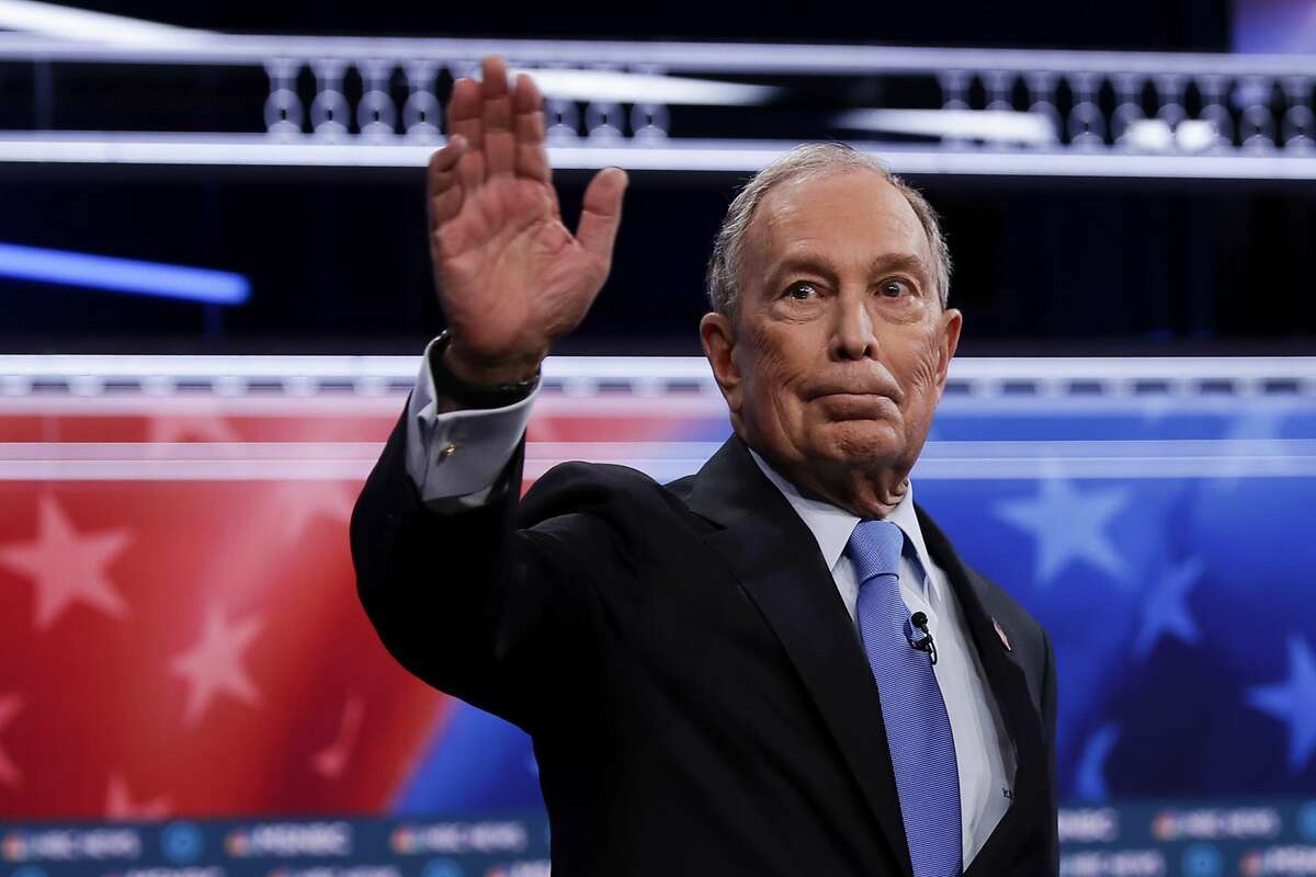Democratic presidential candidates, former New York City Mayor Mike Bloomberg arrives for a Democratic presidential primary debate Wednesday, Feb. 19, 2020, in Las Vegas, hosted by NBC News and MSNBC. (AP Photo/Matt York)