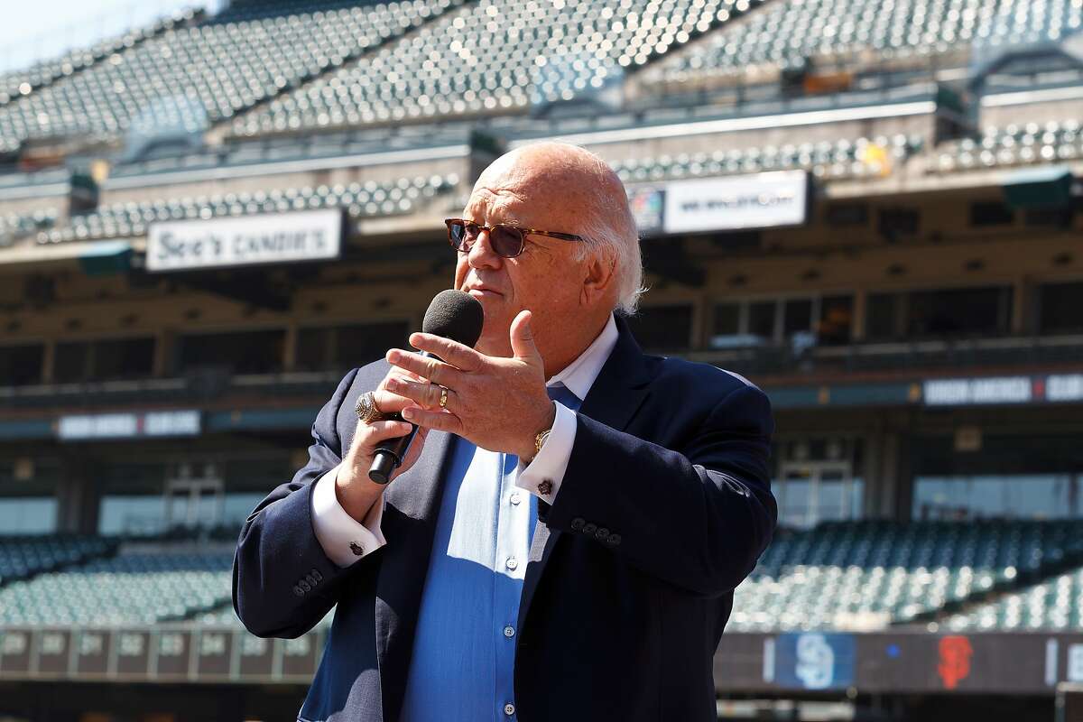 SAN FRANCISCO, CA - JUNE 25: Broadcaster Jon Miller speaks before the game between the San Francisco Giants and the San Diego Padres at AT&T Park on June 25, 2015 in San Francisco, California. The San Francisco Giants defeated the San Diego Padres 13-8.