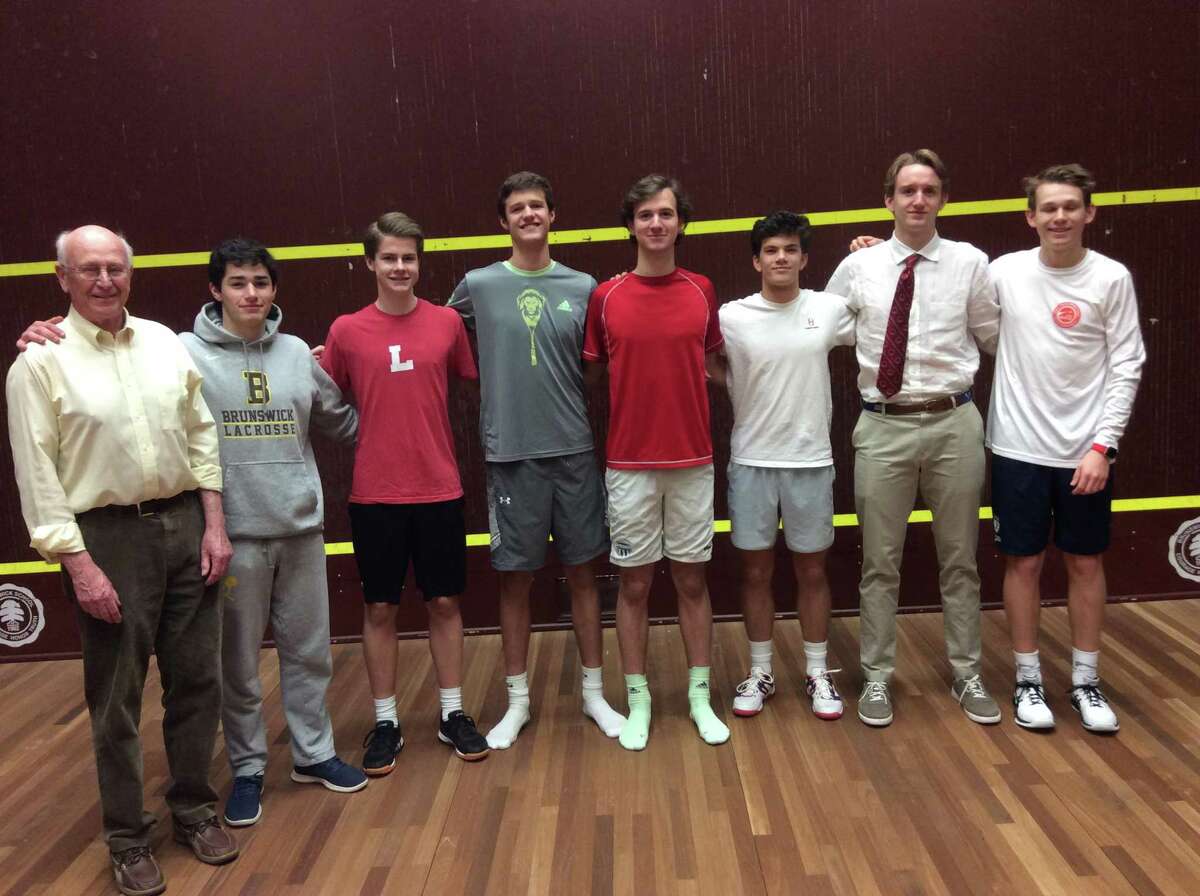 Guided by coach Jim Stephens, left, the Brunswick School squash team will look to win the Division I title at the U.S. High School Team Squash Championships at Trinity College on Sunday, February 23, 2020.