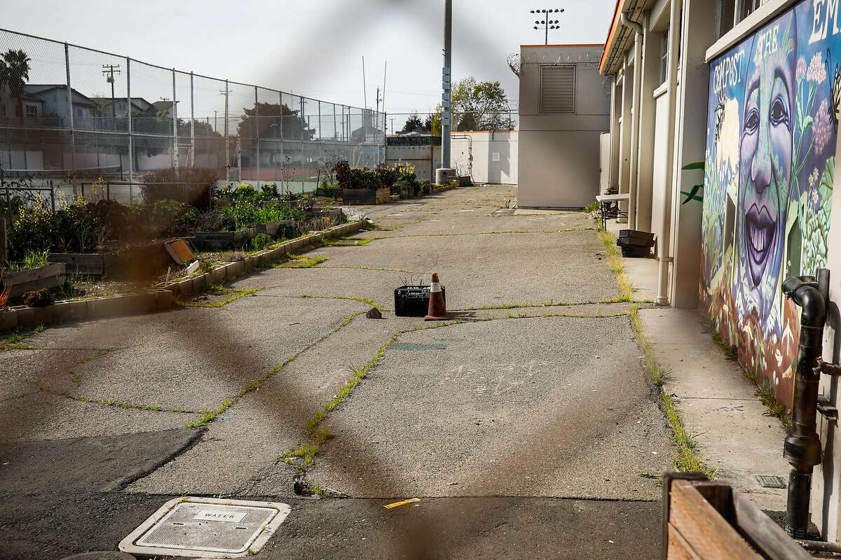 The site where a cancer-causing chemical was found at McClymond's High School in West Oakland on Thursday, Feb. 20, 2020. Authorities recently found a cancer-causing chemical in groundwater and the school is expected to be closed at least through Friday.