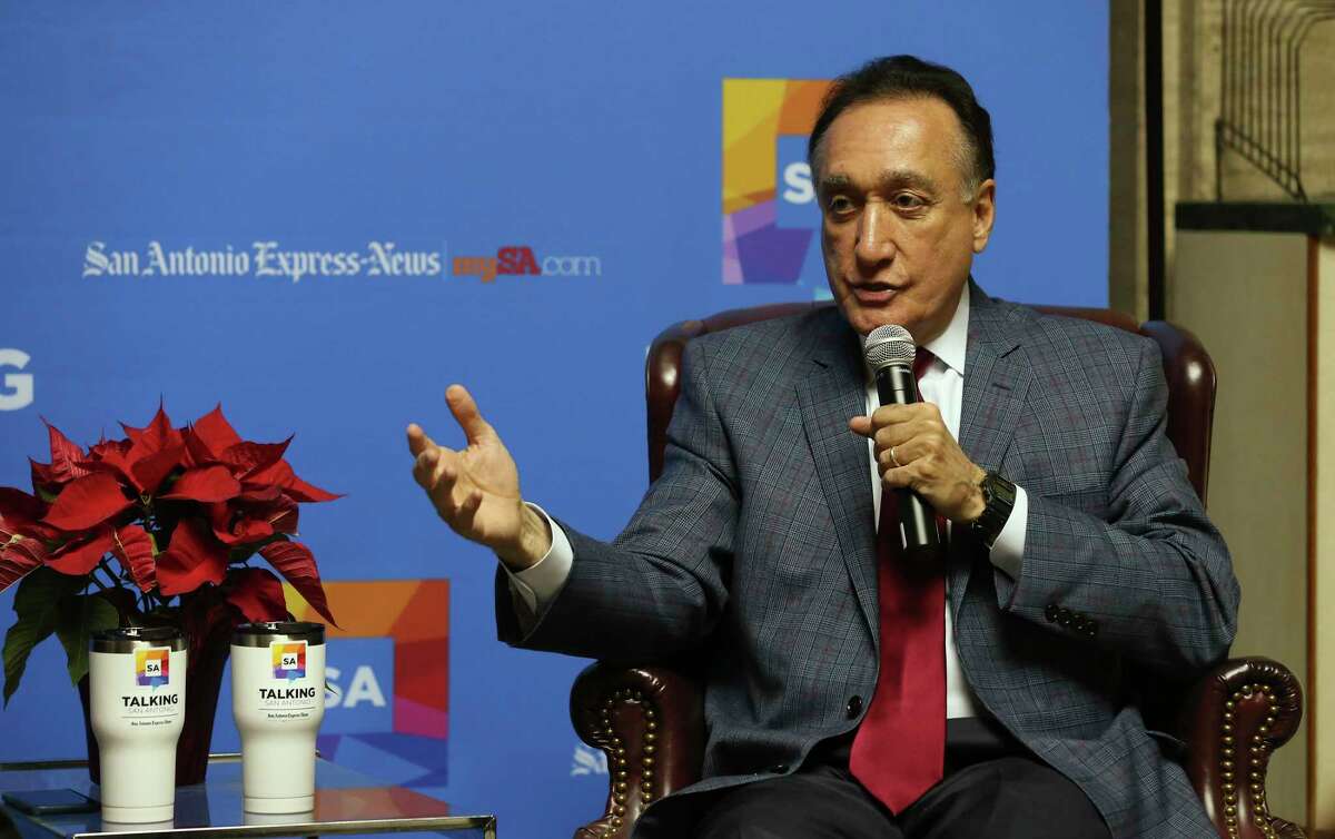 Henry Cisneros, former U.S. Secretary of Housing and Urban Development and former San Antonio mayor, talks with San Antonio Express-News Metro Columnist Gilbert Garcia during the first of a new series, Talking San Antonio, Wednesday, Dec. 11, 2019. New York Gov. Andrew Cuomo named Cisneros this week to a panel aimed at figuring out how that state will resume normal activities amid the COVID-19 pandemic.