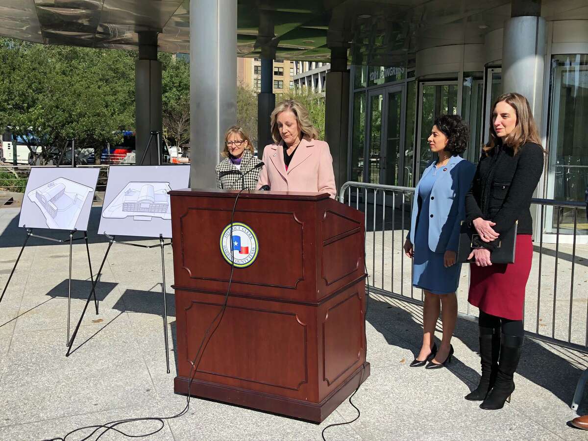 Reconstruction begins on flooded Harris County Jury Assembly Plaza