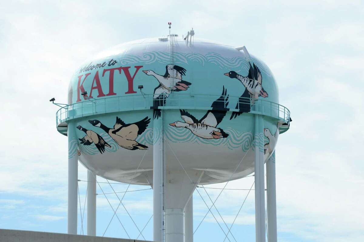 Katy, TX water tower on November 2, 2019.