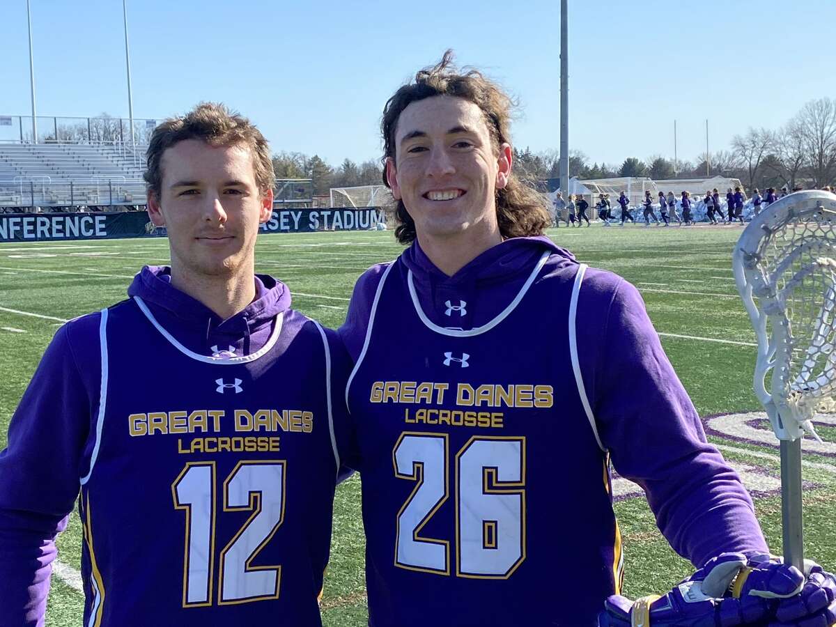 UAlbany lacrosse freshmen Darien LaPietro of Burnt Hills, left, and Wil Pepe of Shaker are expected to play their first college game on Saturday vs. Drexel. (Mark Singelais/Times Union)