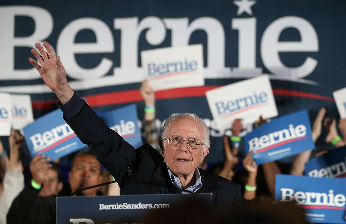 LAS VEGAS, NEVADA - FEBRUARY 21: Democratic presidential candidate Sen. Bernie Sanders (I-VT) waves to supporters at a campaign rally for Sanders on February 21, 2020 in Las Vegas, Nevada. The upcoming Nevada Democratic presidential caucus will be held February 22. (Photo by Mario Tama/Getty Images)