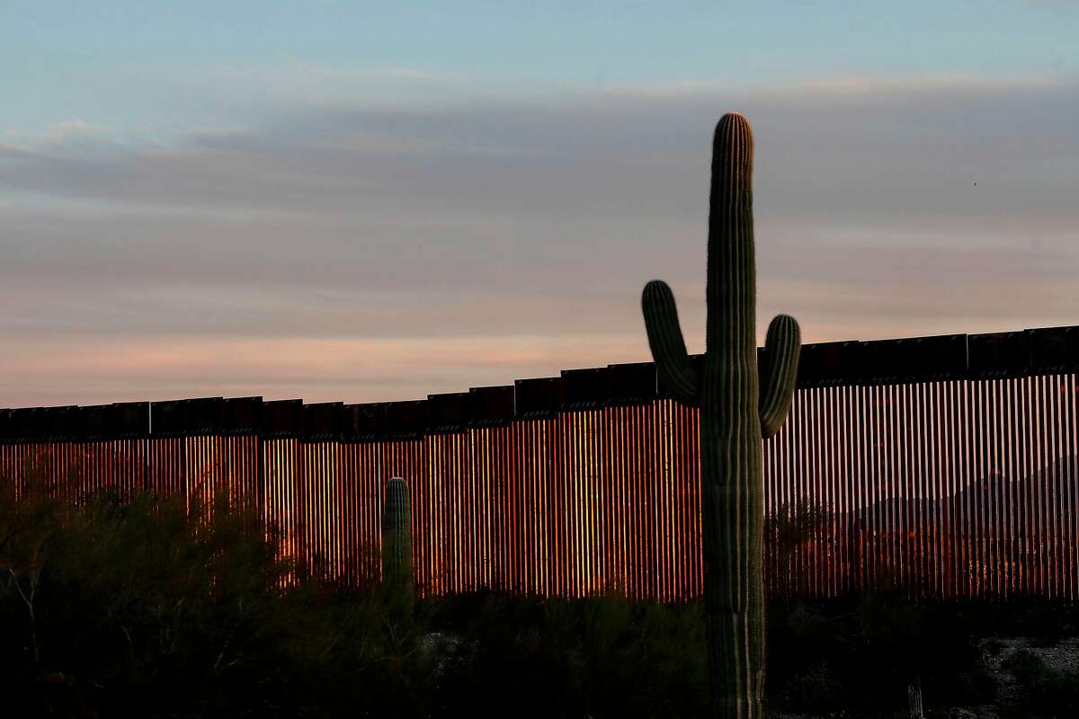 The United States-Mexico border wall is seen in Organ Pipe National Park south of Ajo, Arizona, on February 13, 2020. - Construction of US President Donald Trump's border wall in the area has destroyed many species including the Organ Pipe Cactus. (Photo by SANDY HUFFAKER / AFP) (Photo by SANDY HUFFAKER/AFP via Getty Images)