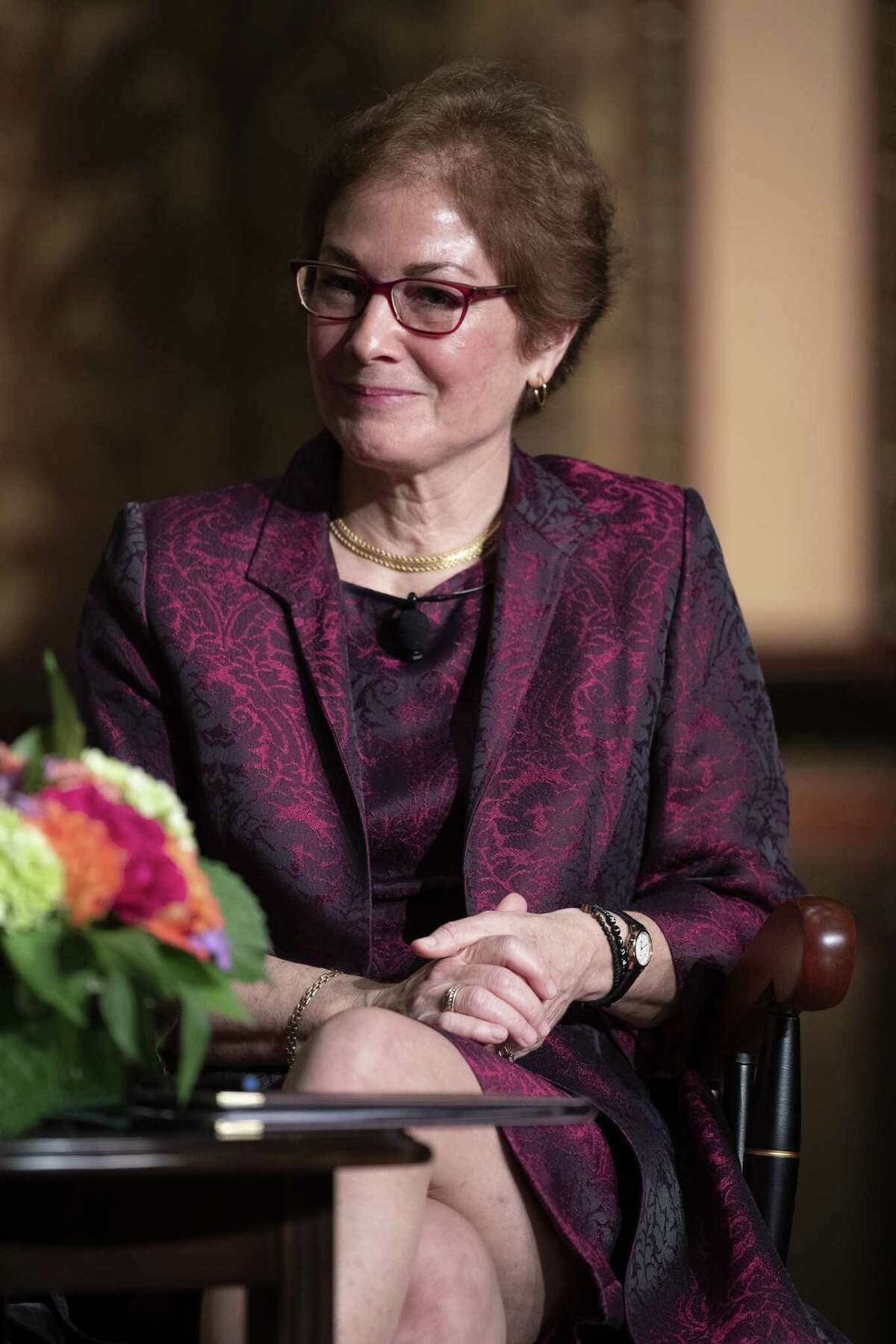 WASHINGTON, DC - FEBRUARY 12: Former U.S. AmbassadorA Marie Yovanovitch attends a ceremony awarding her theA Trainor Award for "Excellence in the Conduct of Diplomacy" at Georgetown University on February 12, 2020 in Washington, DC. Yovanovitch made her first public appearance since testifying before Congress in the impeachment proceedings to accept the 2020 Trainor Award from the Institute for the Study of Diplomacy, an honor previously presented to former Secretary of State Madeleine Albright, then-U.S. Secretary of Energy Ernest Moniz and then-United Nations Secretary General Kofi Annan. (Photo by Tasos Katopodis/Getty Images)
