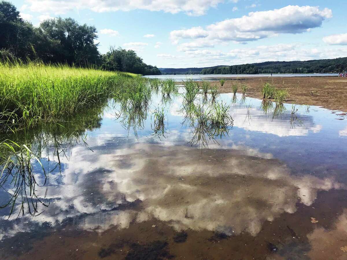 A northern view of the Connecticut River sandbar at the Haddam Meadows boat launch area last fall