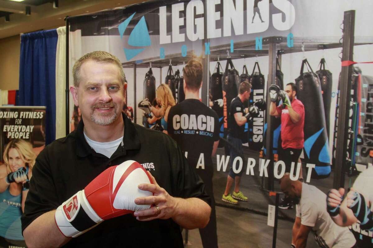 Mike Samson, the franchise brand director for Legends Boxing, at the Great American Franchise Expo in Stafford on February 23, 2020.