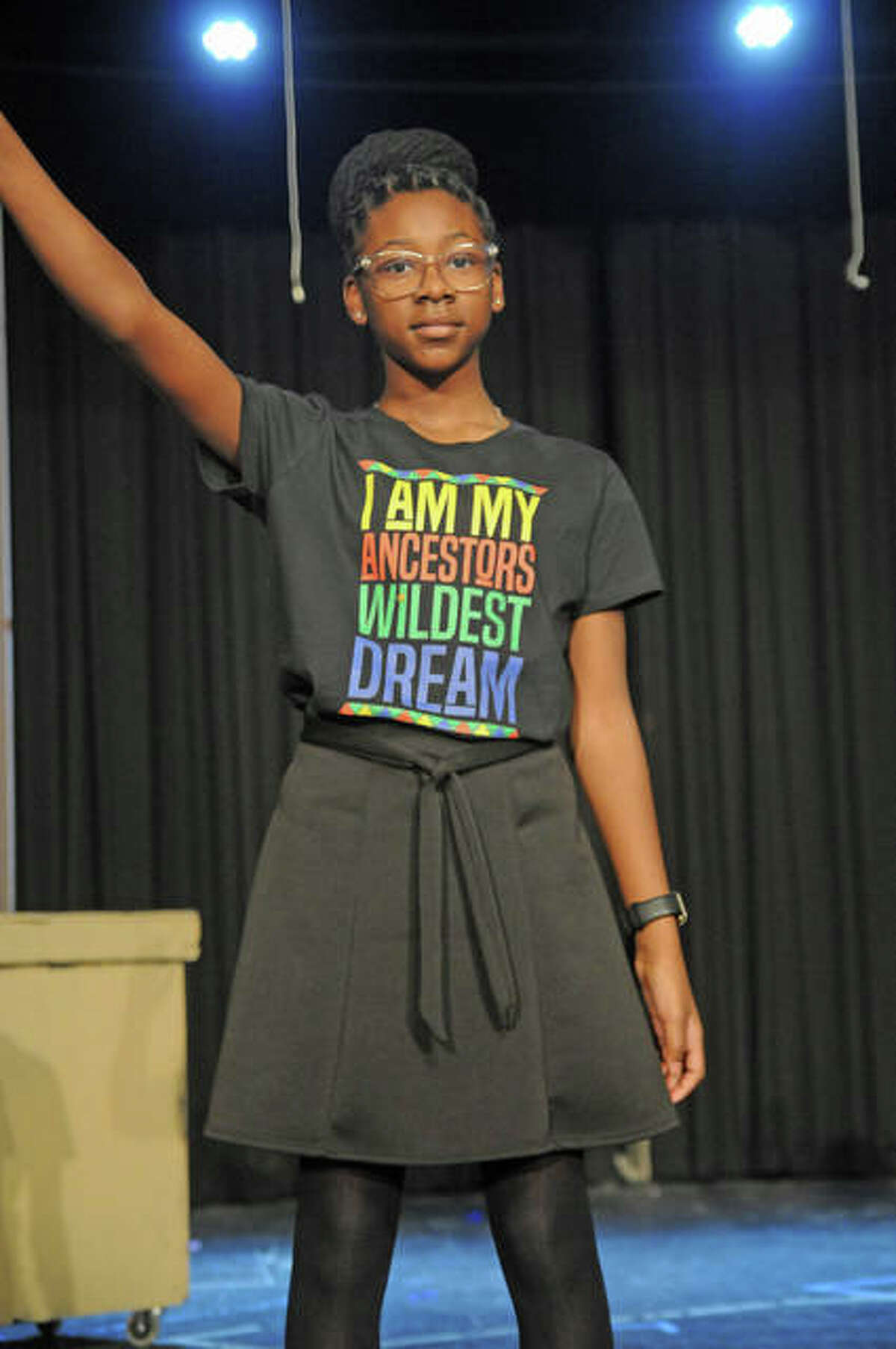 Kennedy Lacey, 12, of Alton performs during “Change to Passage” at Sunday’s Black History Month program.