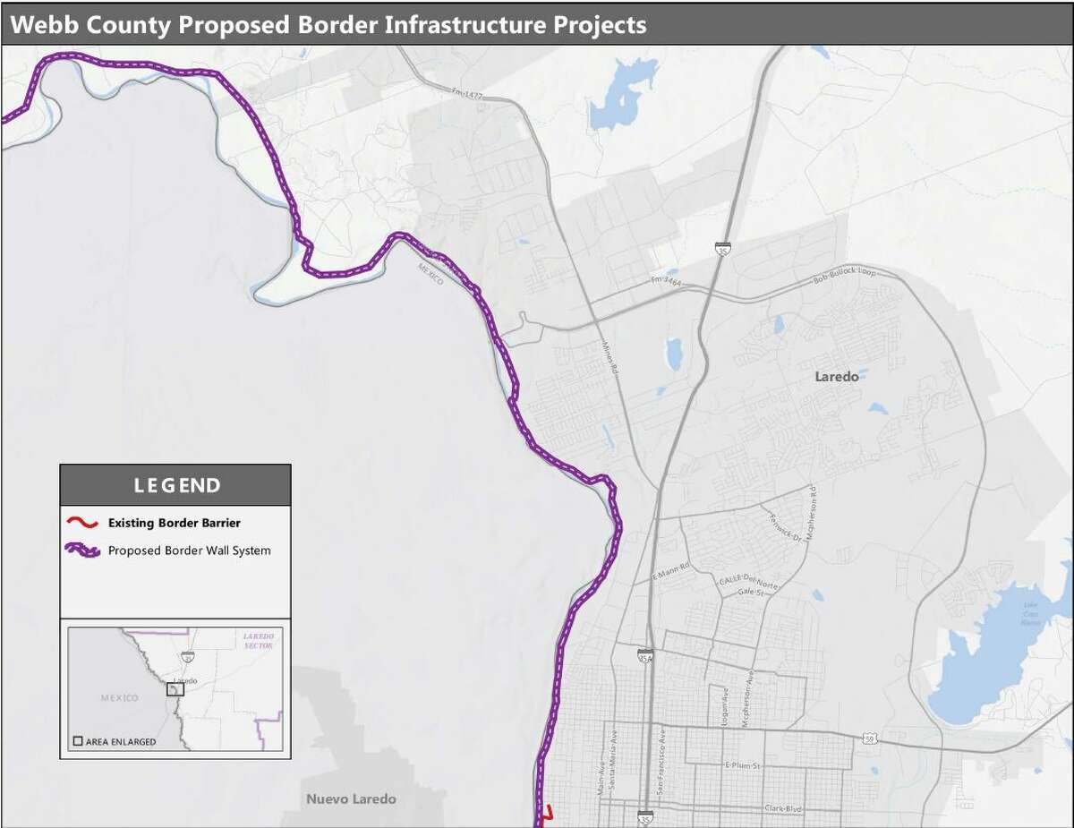 The federal government on Monday released for the first time a map showing the proposed alignment of the border wall in Webb and Zapata counties.