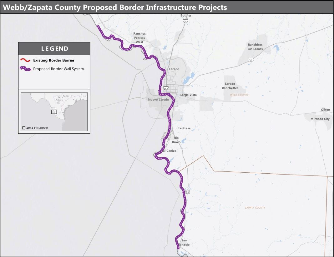 See where the Laredo border wall is planned on newlyreleased map from