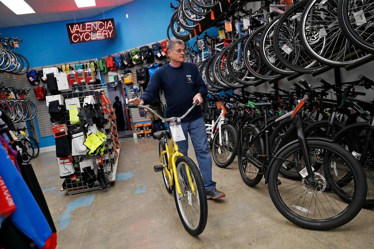 Paul Olszewski, owner of Valencia Cyclery, at his store on Valencia Street in San Francisco, Calif., on Monday, February 24, 2020.