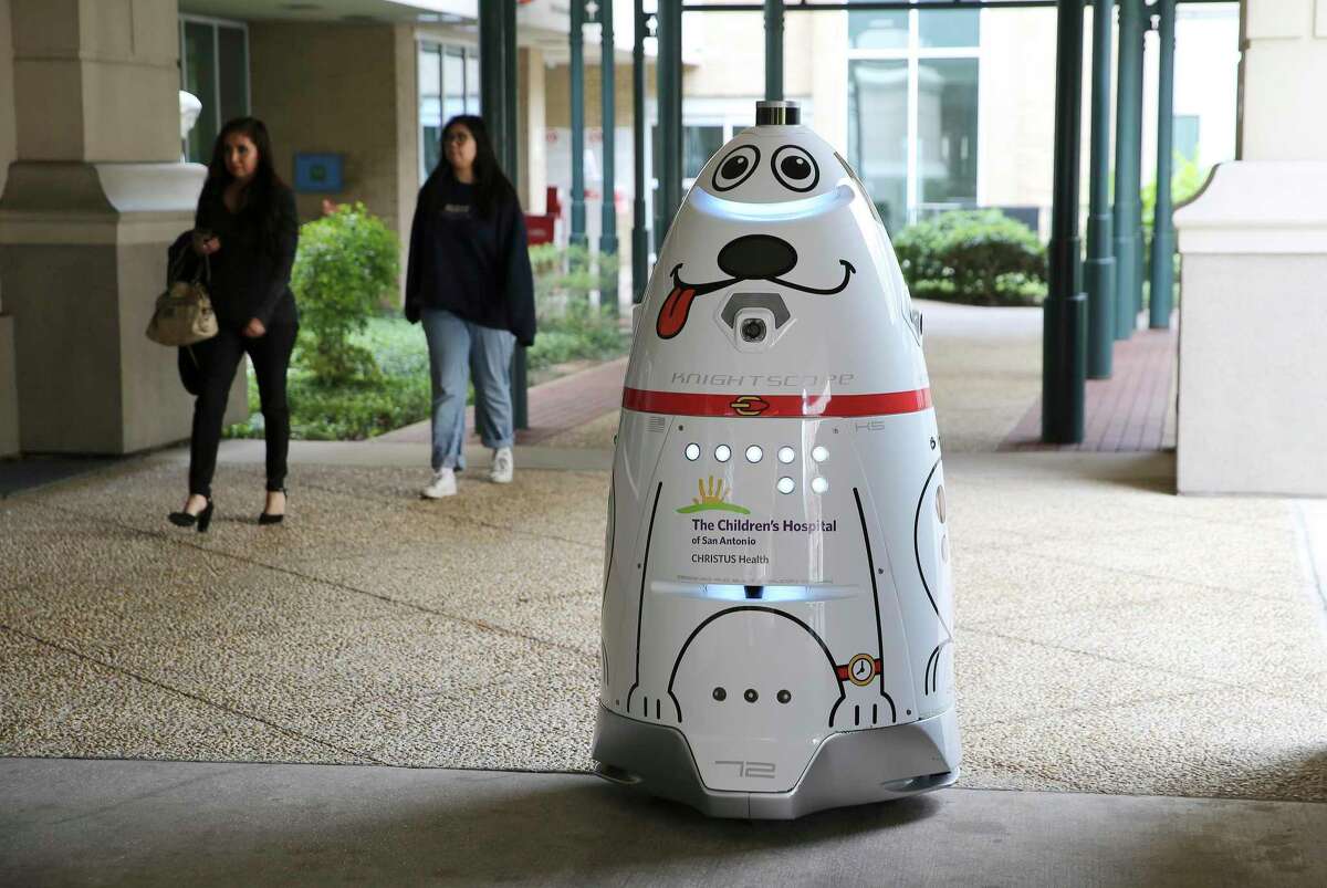 A robot named Lightning Willie is demonstrated patrolling the Children's Hospital of San Antonio Monday. The hospital has two new autonomous security robots that roam the grounds providing live surveillance for the human security officers. The robots also serve as greeters with pre-recorded audio to greet people as they approach the hospital entrances.
