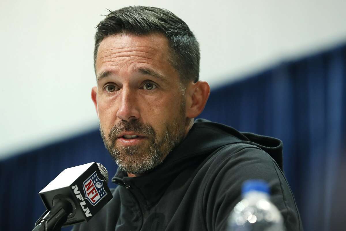 San Francisco 49ers head coach Kyle Shanahan speaks during a press conference at the NFL football scouting combine in Indianapolis, Tuesday, Feb. 25, 2020. (AP Photo/Charlie Neibergall)