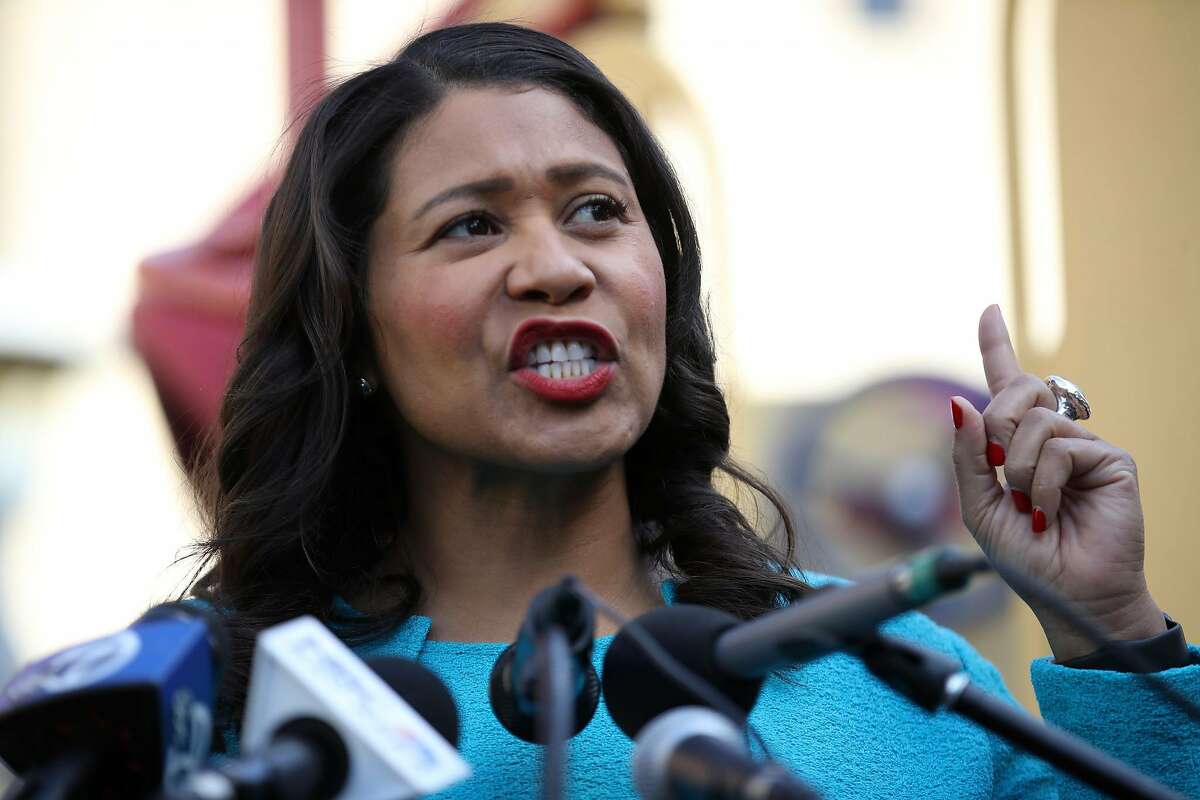 FILE - San Francisco mayor London Breed speaks during a press conference at Hamilton Families on Nov. 21, 2019 in San Francisco.