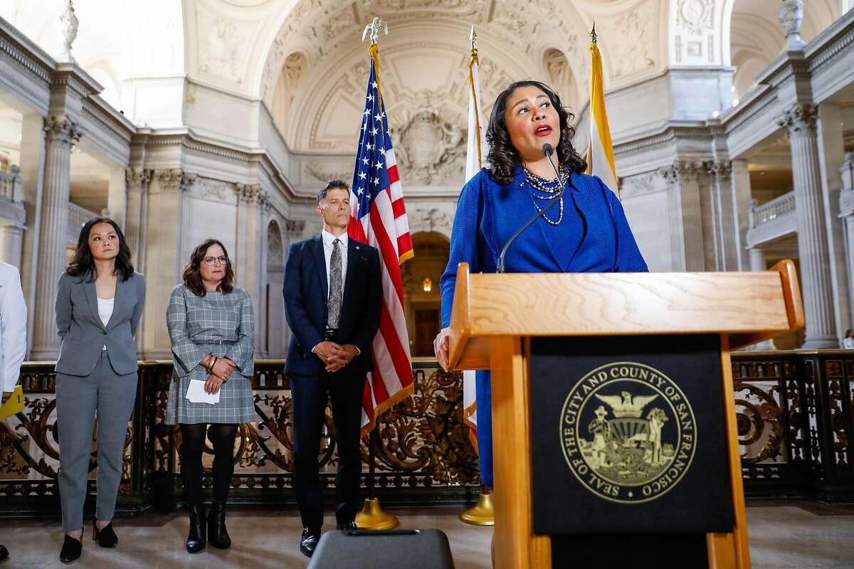 San Francisco Mayor London Breed announces a state of emergency due to the global outbreak of the coronavirus during a press conference at City Hall on Tuesday, Feb. 25, 2020. On Thursday, March 5, 2020 she announced the first two confirmed coronavirus cases in the city.