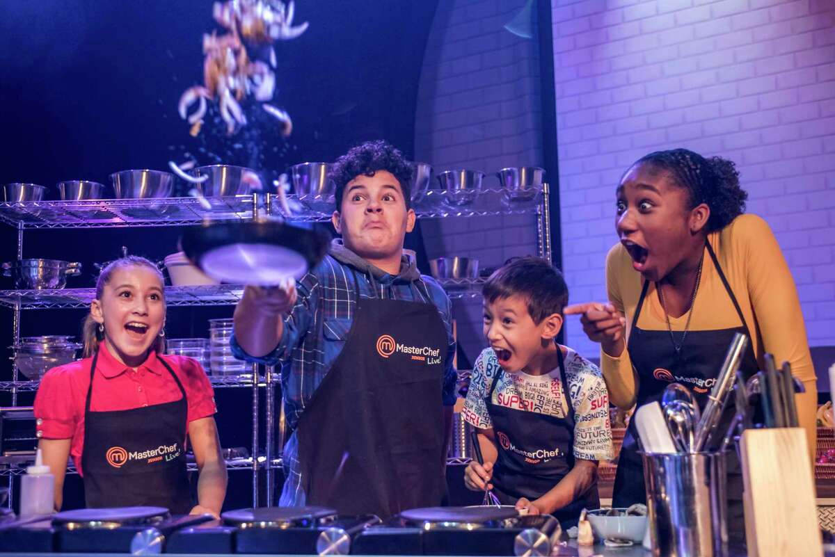 Young chefs in the cast take on challenges (and emote) during “MasterChef Jr. Live!”