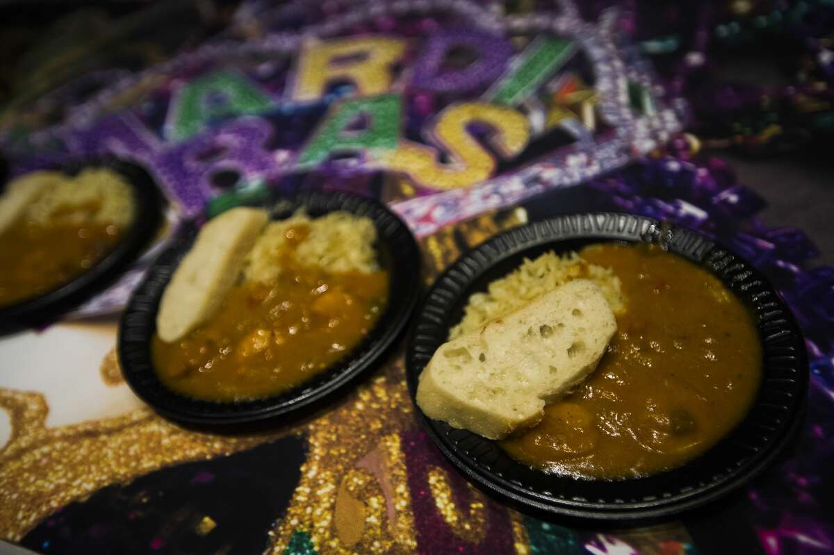 Shrimp Etouffee from Timbers Bar and Grill is served during The Legacy Center's annual Mardi Gras Feast Tuesday, Feb. 25, 2020 at the Great Hall Banquet & Convention Center. (Katy Kildee/kkildee@mdn.net)
