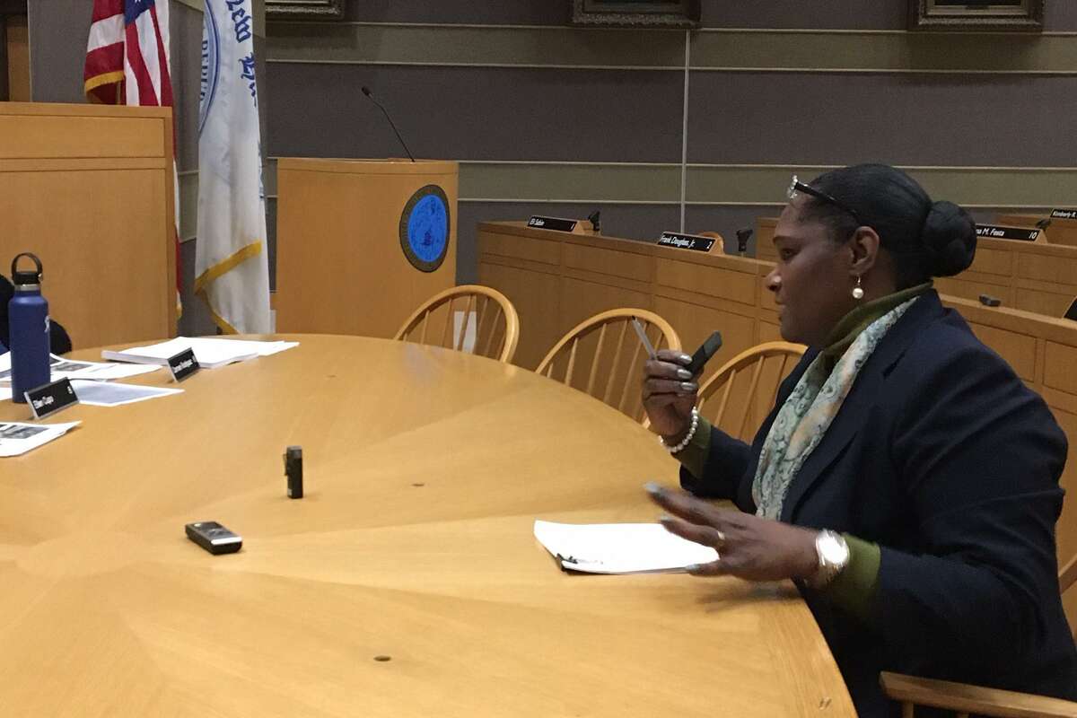 LCI director Serena Neal-Sanjurjo at an aldermanic hearing