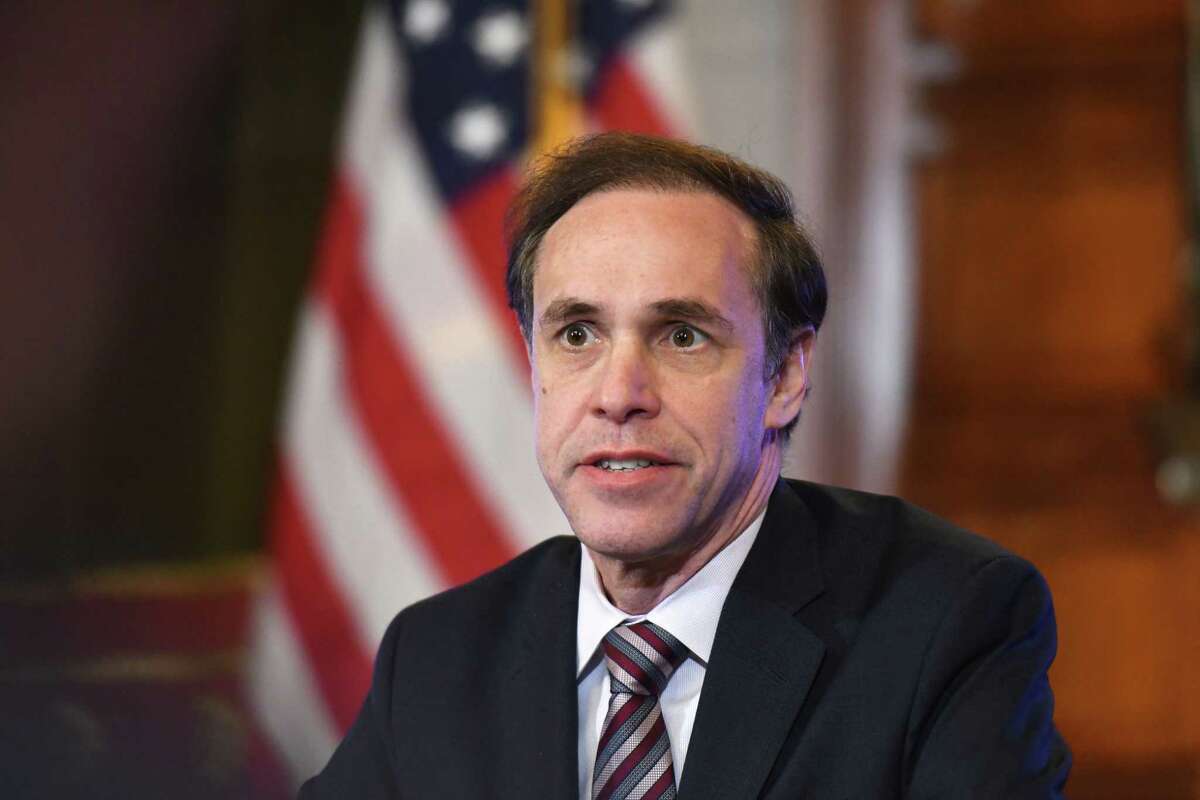 State Department of Health Commissioner Dr. Howard Zucker, joined Gov. Andrew Cuomo and other state officials, during a media briefing on state plans to handle a potential coronavirus outbreak on Wednesday, Feb. 26, 2020, at the Capitol in Albany, N.Y. (Will Waldron/Times Union)