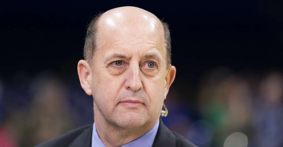 ESPN analyst Jeff Van Gundy looks on prior to the game between the Miami Heat and Philadelphia 76ers at the Wells Fargo Center on December 18, 2019 in Philadelphia.