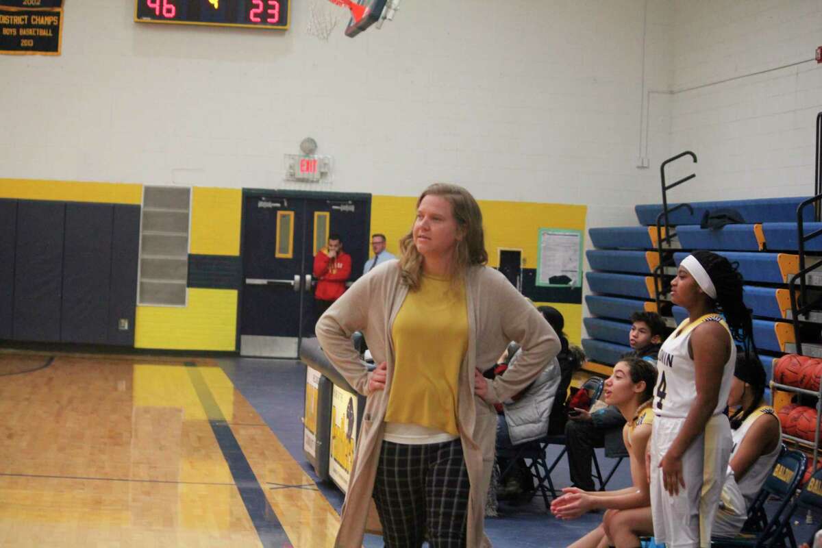 Baldwin girls basketball coach Nikki Bergman watches her team during recent action. (Star photo/John Raffel)