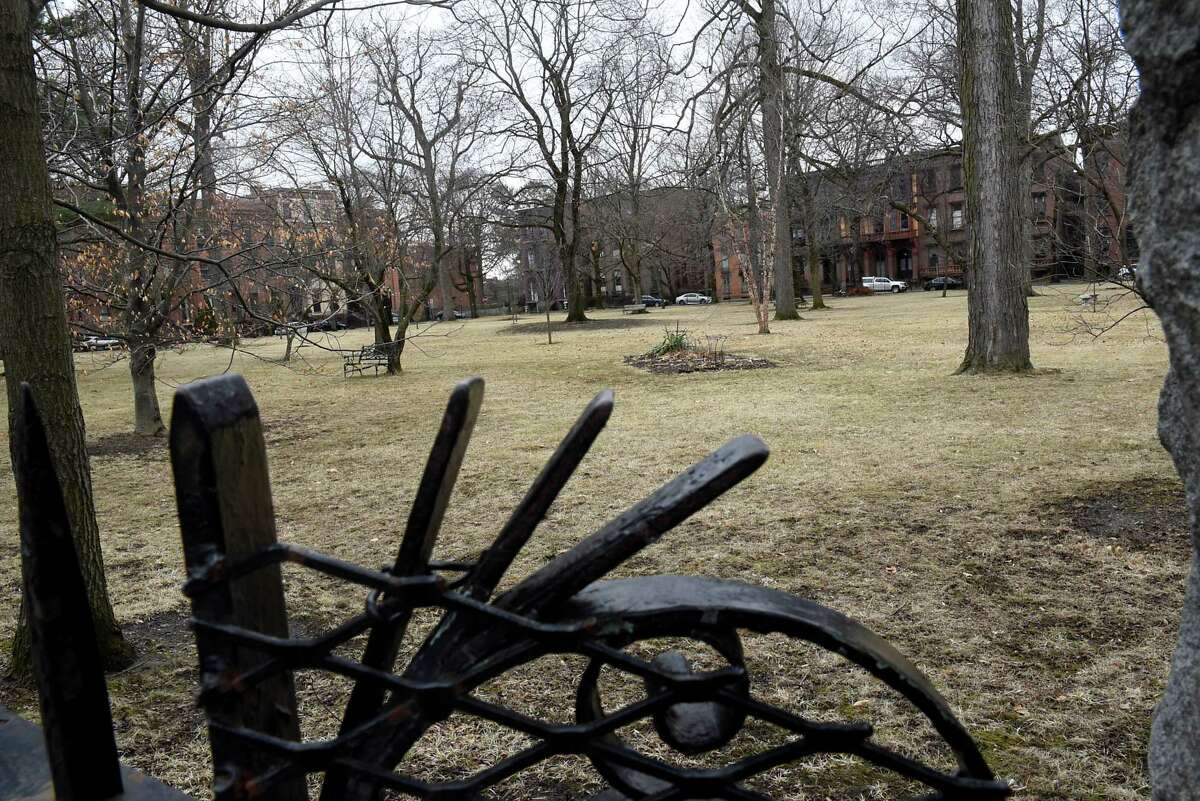 Washington Park has been identified as one of the sites for filming The Gilded Age TV show on HBO on Thursday, Feb. 27, 2020 in Troy, N.Y. (Lori Van Buren/Times Union)