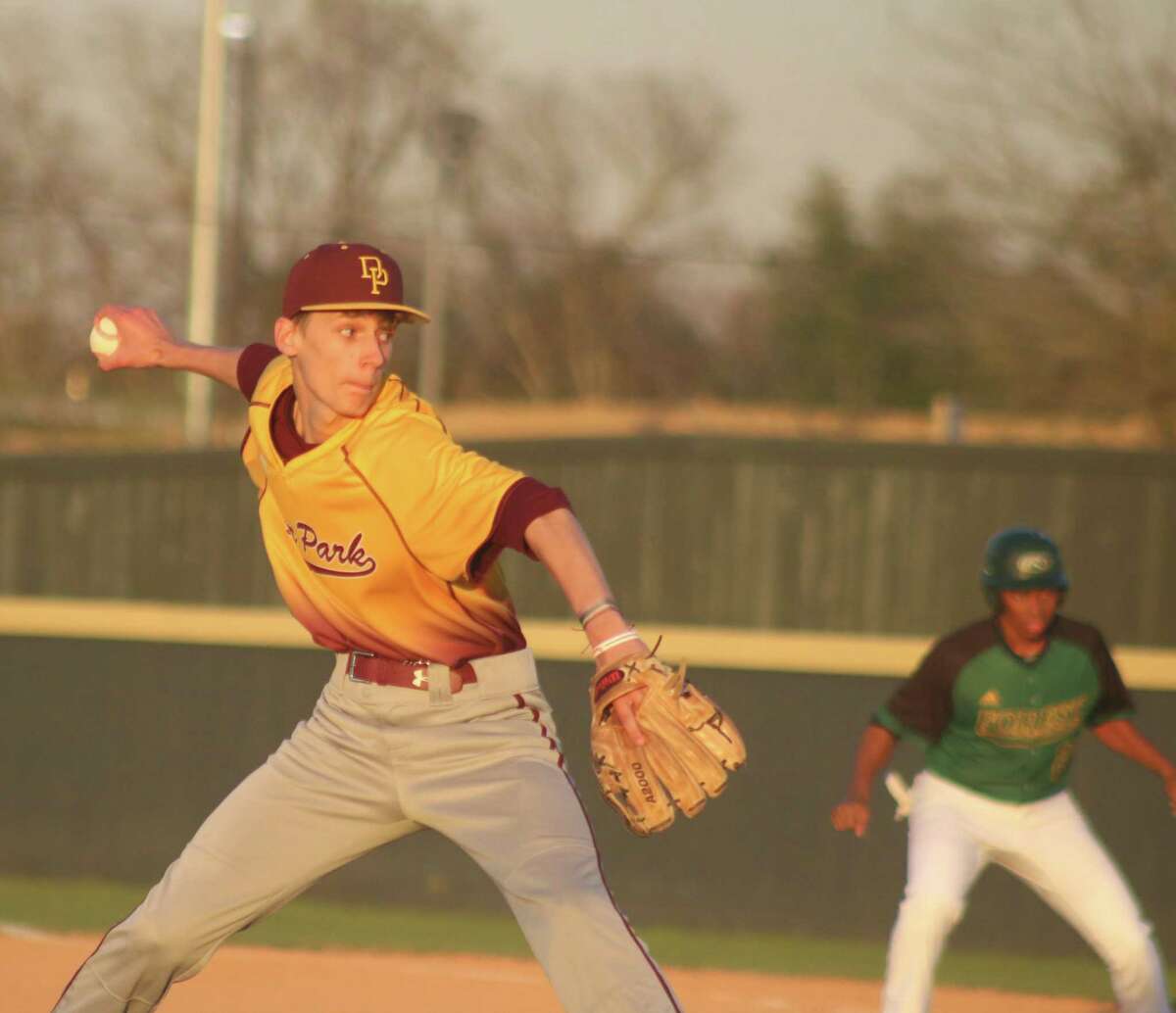 Deer Park pitcher Sean Viaclovsky, making his varsity debut Thursday night, displays the form on the mound that stopped Klein Forest on three hits.