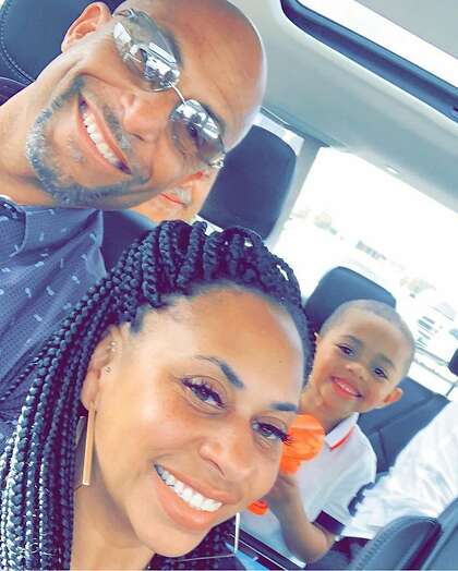 Rasheeda Marsh, a 39-year-old dock worker, crashed her car into the front of this parked trailer at the Port of Oakland on Saturday night. She’s pictured in this family photo with her brother and son Lloyd.