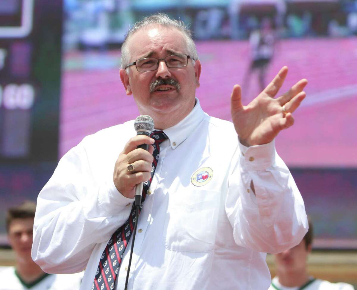 Harris County Commissioner Precinct 4 R. Jack Cagle, shown here speaking at the unveiling of a new video board at George Turner Stadium in 2017, voted against new rules this week regarding how road funds are spent.