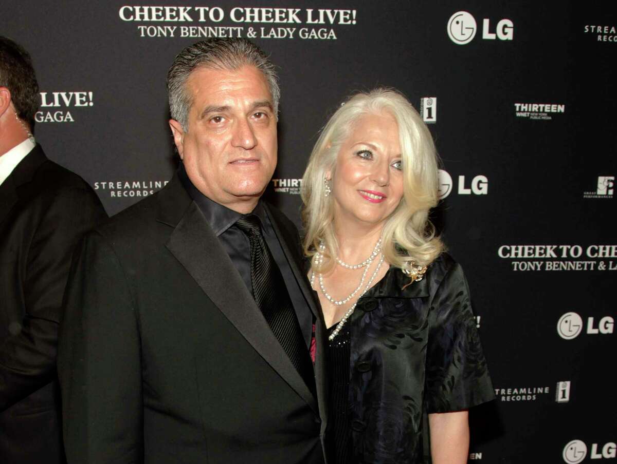 FILE - This July 28, 2014 file photo shows Joe Germanotta, left, and Cynthia Germanotta at a Tony Bennett and Lady Gaga concert taping in New York. Joe Germanotta, father of singer-actress Lady Gaga, is refusing to pay $260,000 in rent and fees for his restaurant at New York City's Grand Central Terminal, saying the homeless population is hurting his business. Owner of Art Bird & Whiskey Bar, Germanotta said he wants the Metropolitan Transit Authority, which oversees the busy commuter train station, to renegotiate his rent or release him from his lease, which expires in 2028. (Photo by Andy Kropa/Invision/AP, File)