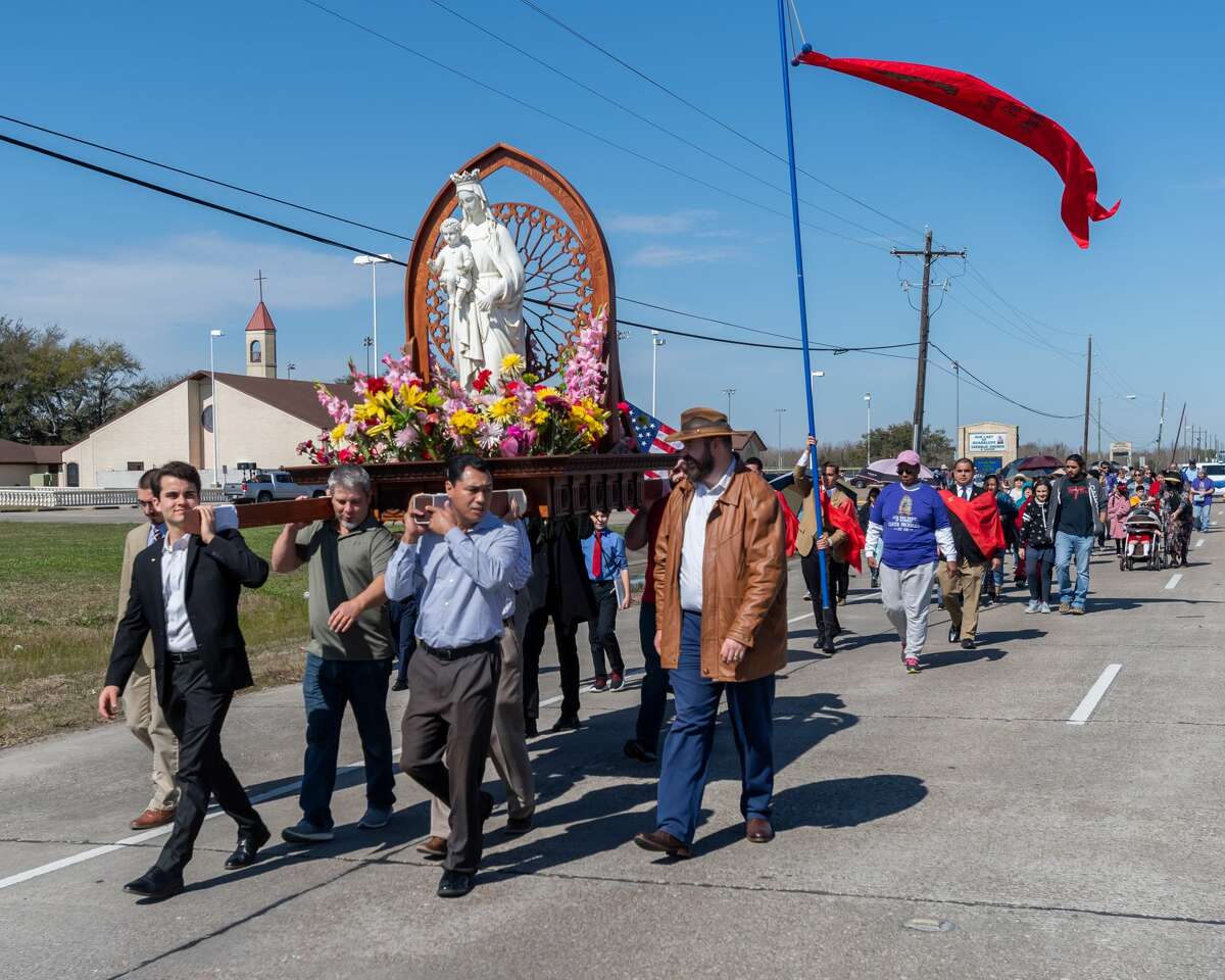 Catholics celebrated the ninth Annual Lenten PilgrImage on Saturday, February 29, 2020 by walking five miles from Our Lady of Guadalupe Church through Port Arthur and ending at the Shrine of Queen of Peace. Fran Ruchalski/The Enterprise