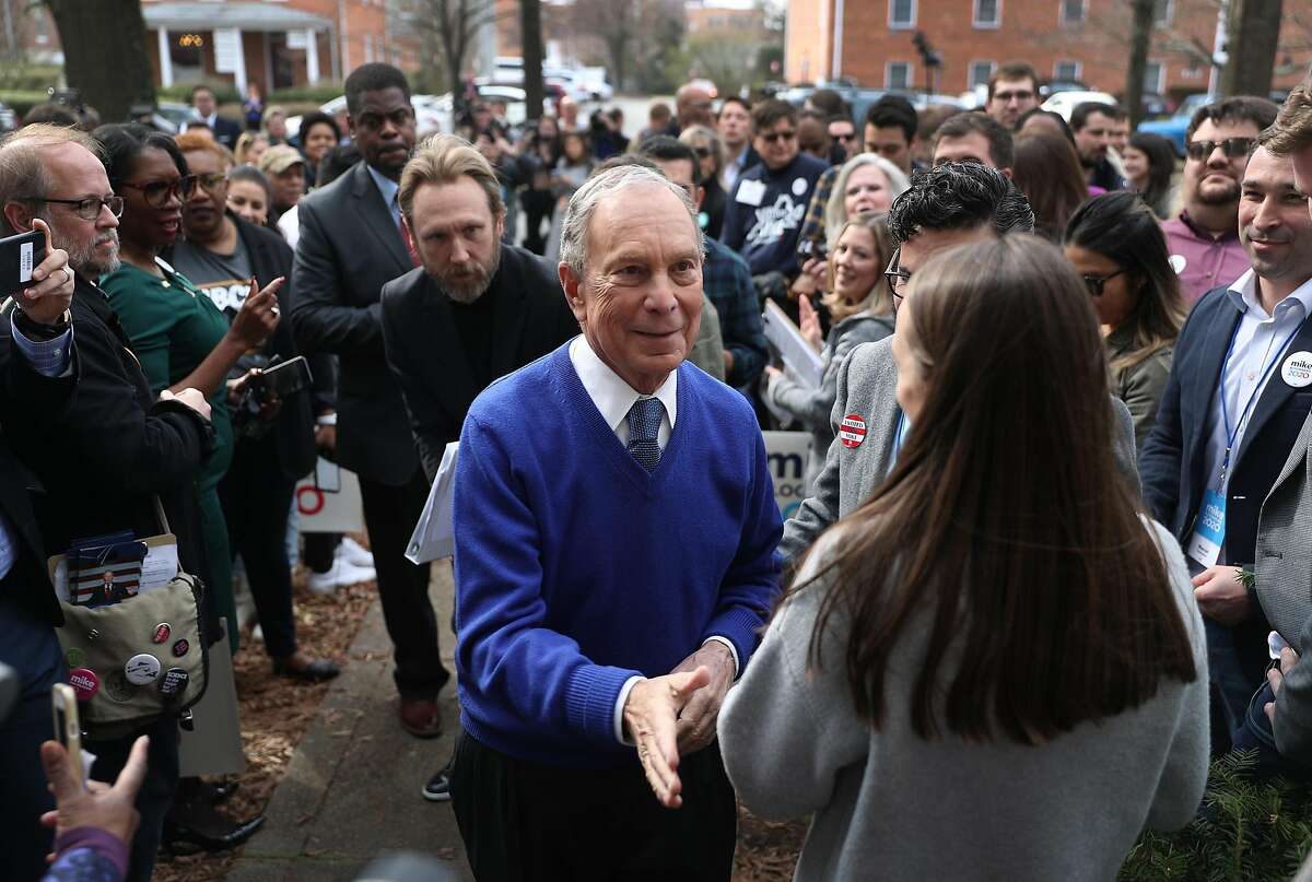 Democratic presidential candidate, former New York City mayor Mike Bloomberg greets supporters during a stop at one of his campaign offices on March 2, 2020 in Manassas, Virginia.