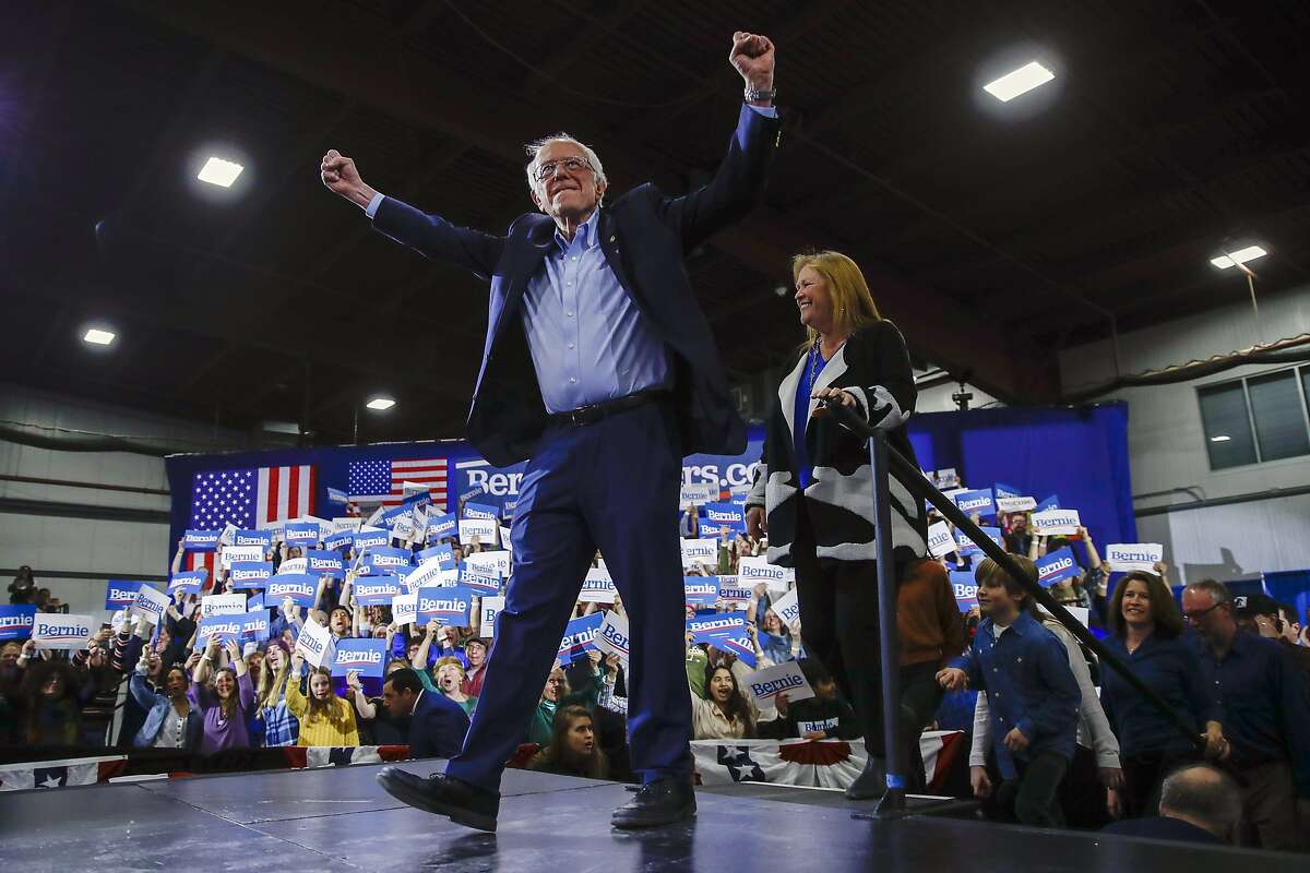 Democratic presidential candidate Sen. Bernie Sanders speaks during a primary night election rally in Essex Junction, Vt., Tuesday, March 3, 2020.